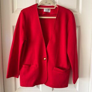 Vintage Alfred Dunner Red Knit Blazer Jacket Made in USA 8